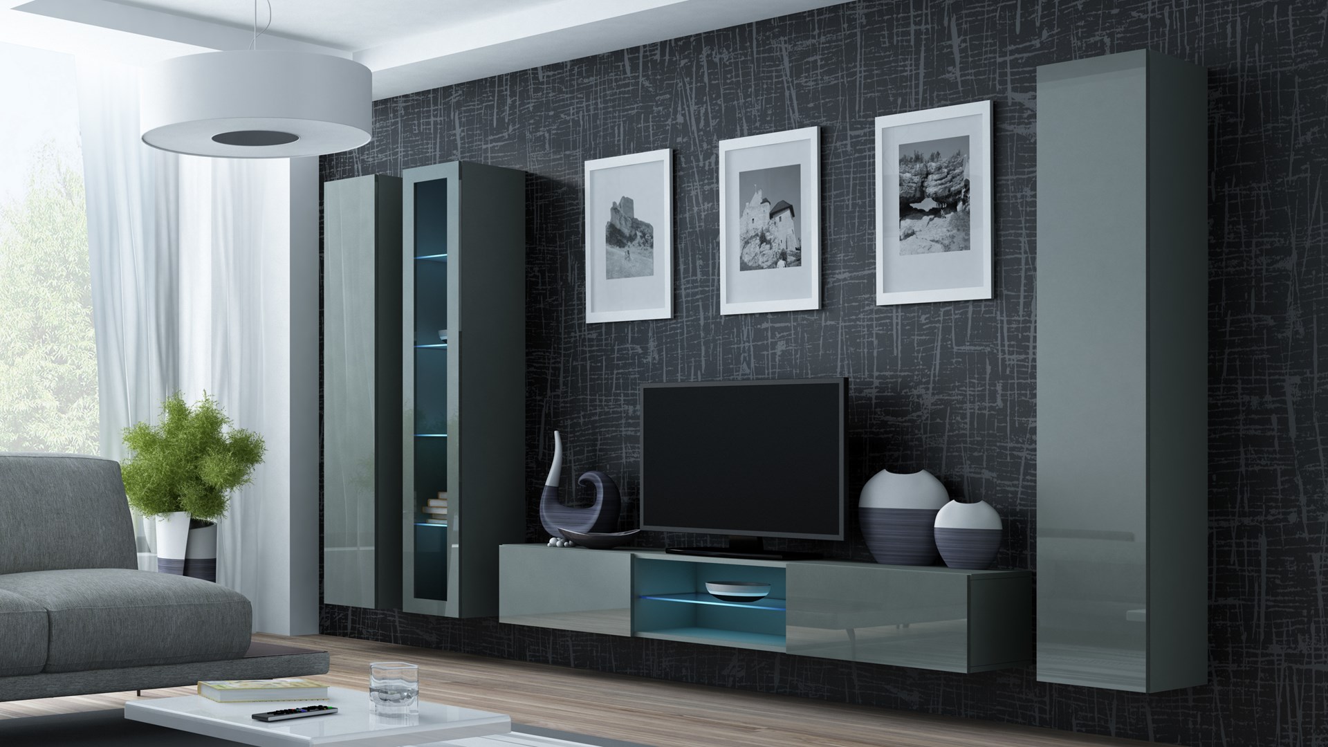 Cama Full cabinet VIGO '180' 180/40/30 grey/grey gloss Cama Full cabinet VIGO '180' 180/40/30 grey/grey gloss