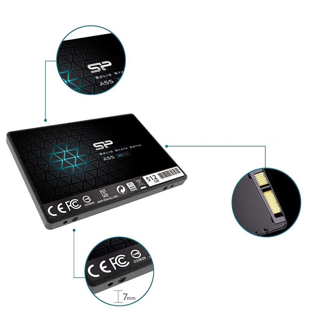 Silicon Power Ace A55 2.5" 512 GB Serial ATA III 3D TLC Silicon Power Ace A55 2.5" 512 GB Serial ATA III 3D TLC