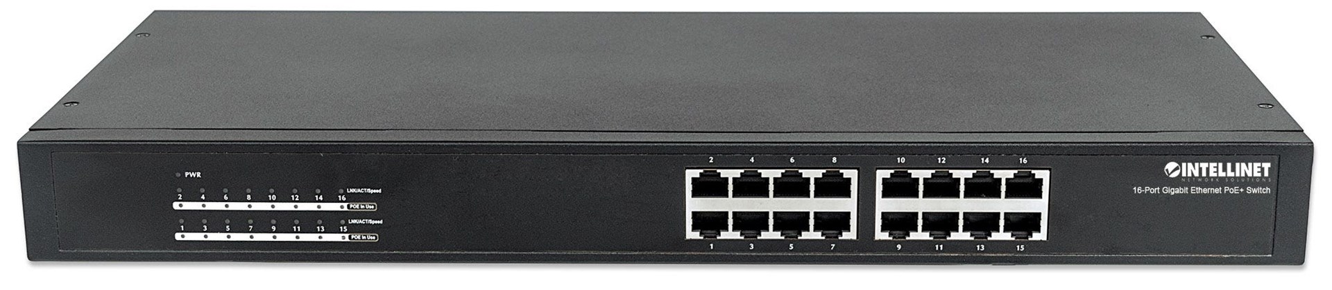 Intellinet 16-Port Gigabit Ethernet PoE+ Switch, 16 x PoE ports, IEEE 802.3at/af Power-over-Ethernet (PoE+/PoE), Endspan, Rackmount Intellinet 16-Port Gigabit Ethernet PoE+ Switch, 16 x PoE ports, IEEE 802.3at/af Power-over-Ethernet (PoE+/PoE), Endspan, Rackmount