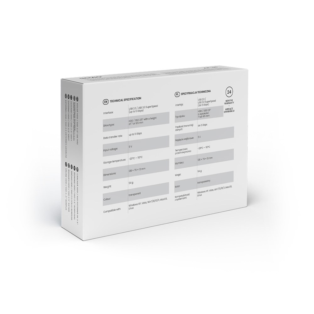 Savio 2.5" External HDD/SSD enclosure, USB 3.0, transparent, AK-66 Savio 2.5" External HDD/SSD enclosure, USB 3.0, transparent, AK-66