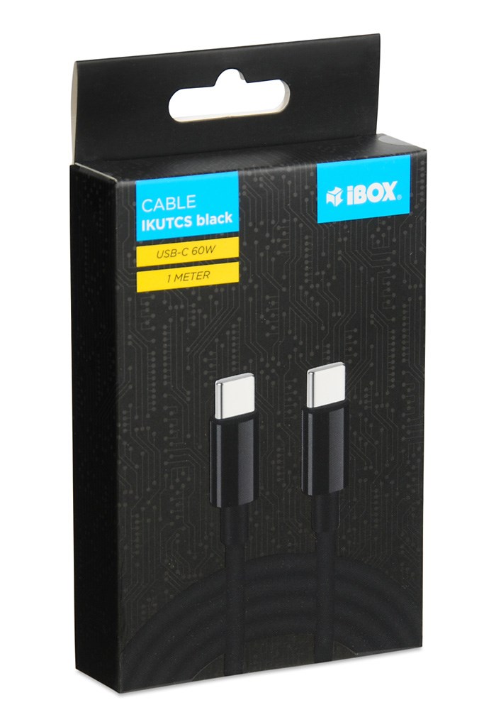 iBOX IKUTC USB-C cable 60W 1m Black iBOX IKUTC USB-C cable 60W 1m Black