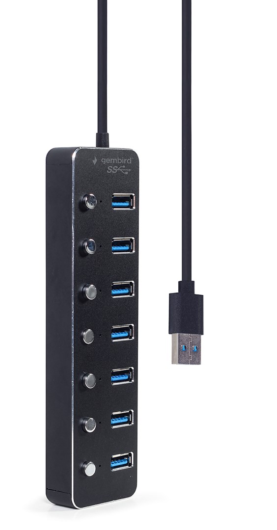 Gembird UHB-U3P7P-01 7-port USB 3.1 (Gen 1) hub with switches, black Gembird UHB-U3P7P-01 7-port USB 3.1 (Gen 1) hub with switches, black