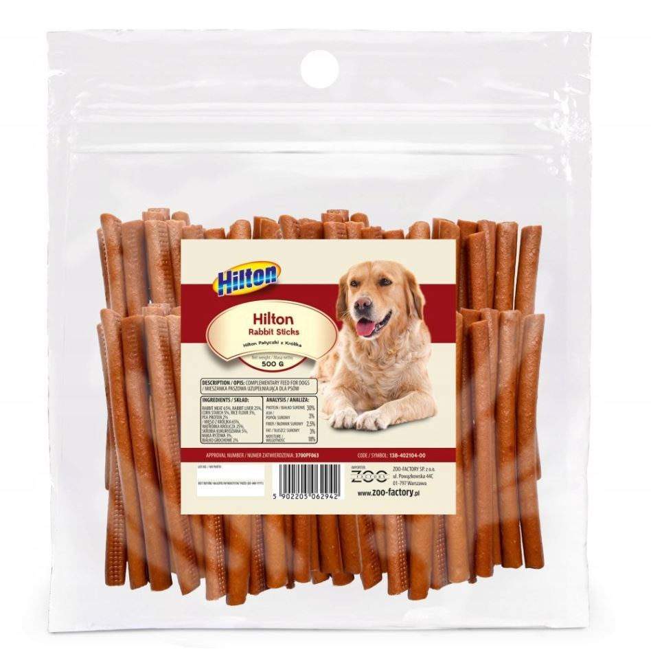 HILTON Soft Rabbit Sticks - dog treat - 500g HILTON Soft Rabbit Sticks - dog treat - 500g