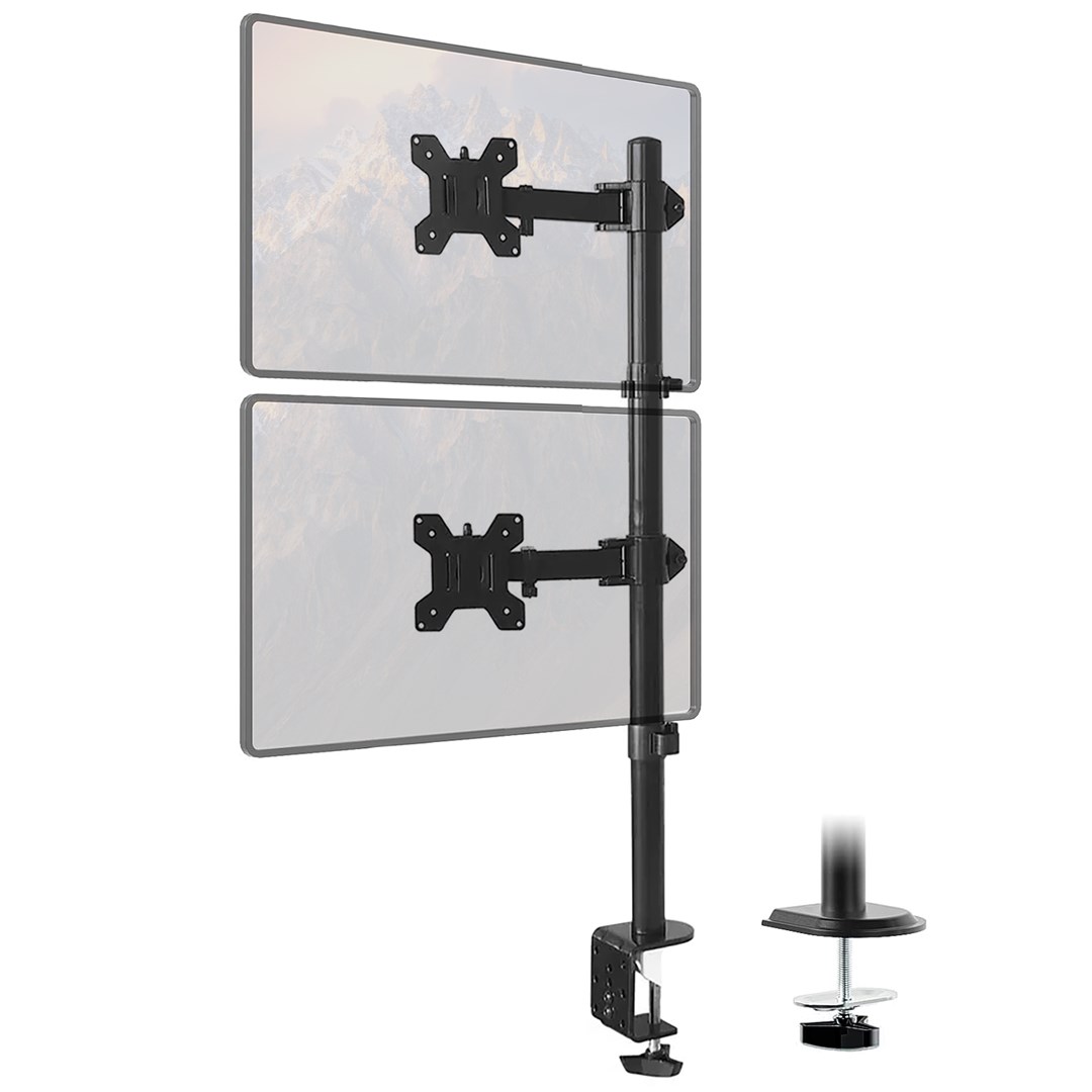 Maclean MC-967 Double Vertical Monitor Desk Mount Screen Holder max VESA 100x100, 13-27", 2x 9kg Powder Coated Tilting Rotating Adjustable Maclean MC-967 Double Vertical Monitor Desk Mount Screen Holder max VESA 100x100, 13-27", 2x 9kg Powder Coated Tilting Rotating Adjustable
