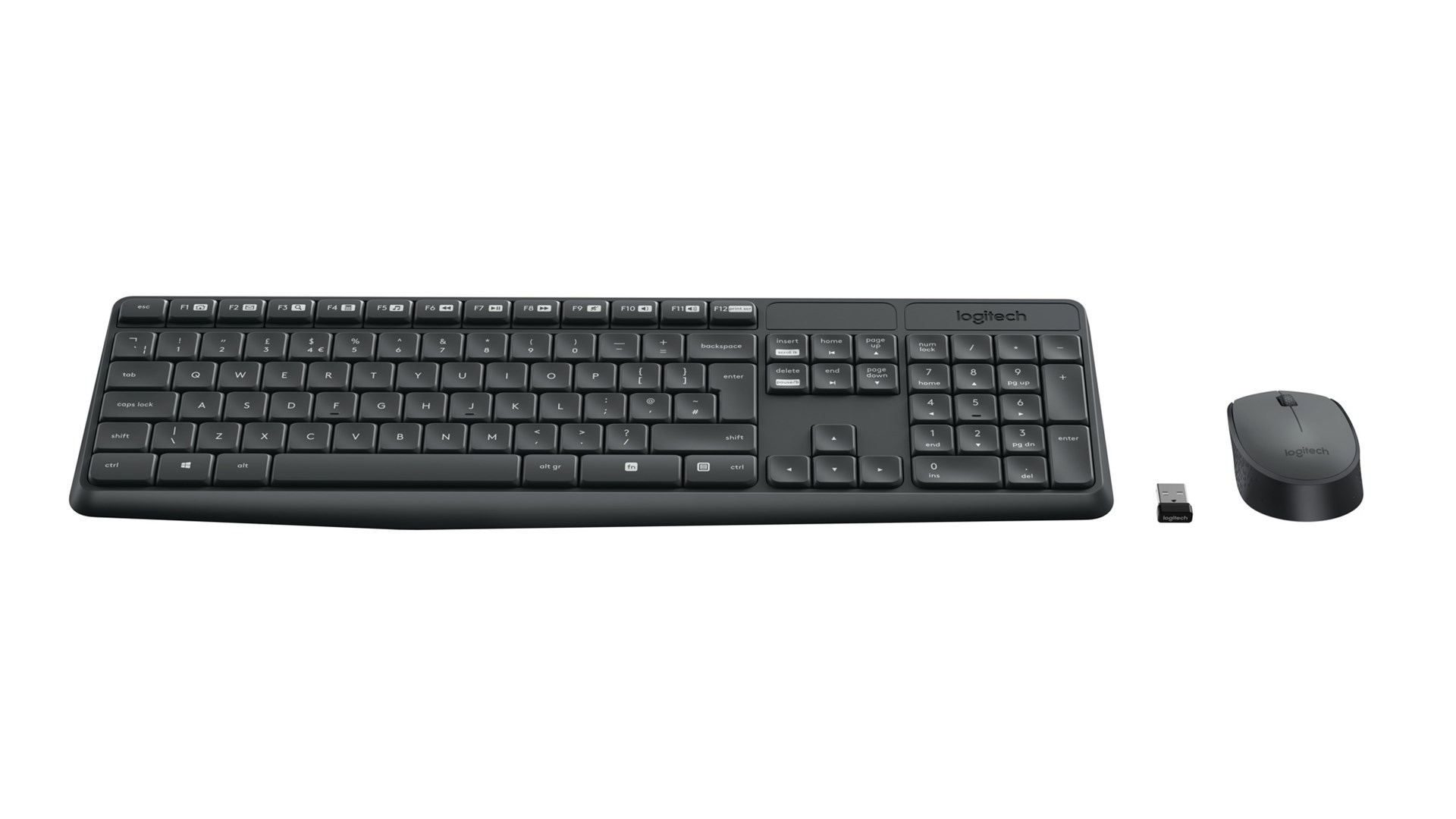 Logitech MK235 keyboard Mouse included USB QWERTY US International Grey Logitech MK235 keyboard Mouse included USB QWERTY US International Grey