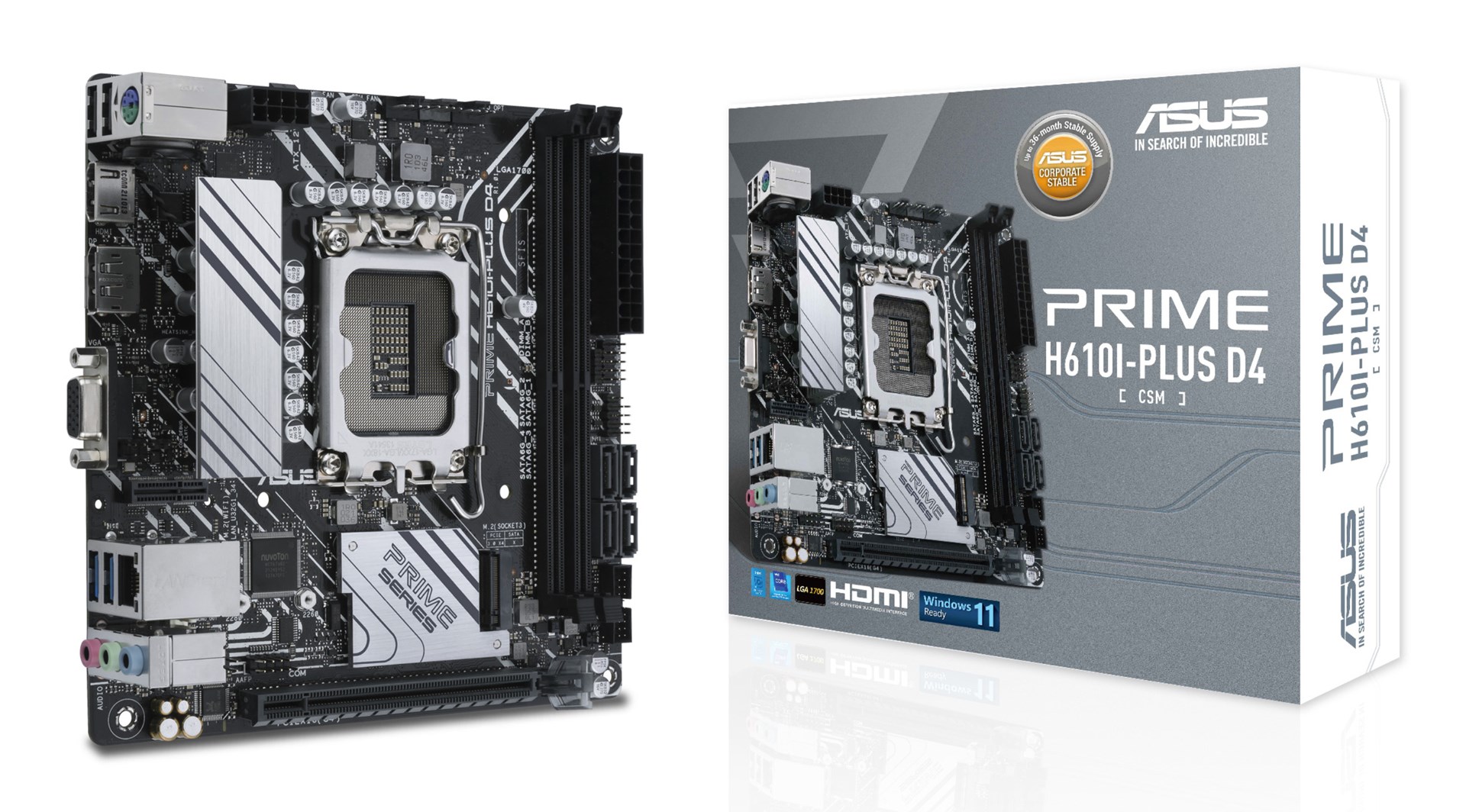 ASUS PRIME H610I-PLUS D4-CSM Intel H610 LGA 1700 mini ITX ASUS PRIME H610I-PLUS D4-CSM Intel H610 LGA 1700 mini ITX