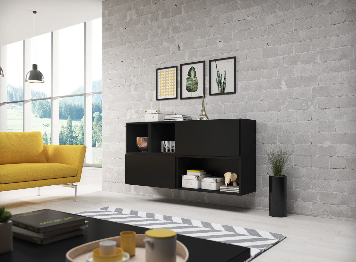 Cama living room furniture set ROCO 15 (RO4+2xRO3+2xRO6) black/black/black Cama living room furniture set ROCO 15 (RO4+2xRO3+2xRO6) black/black/black