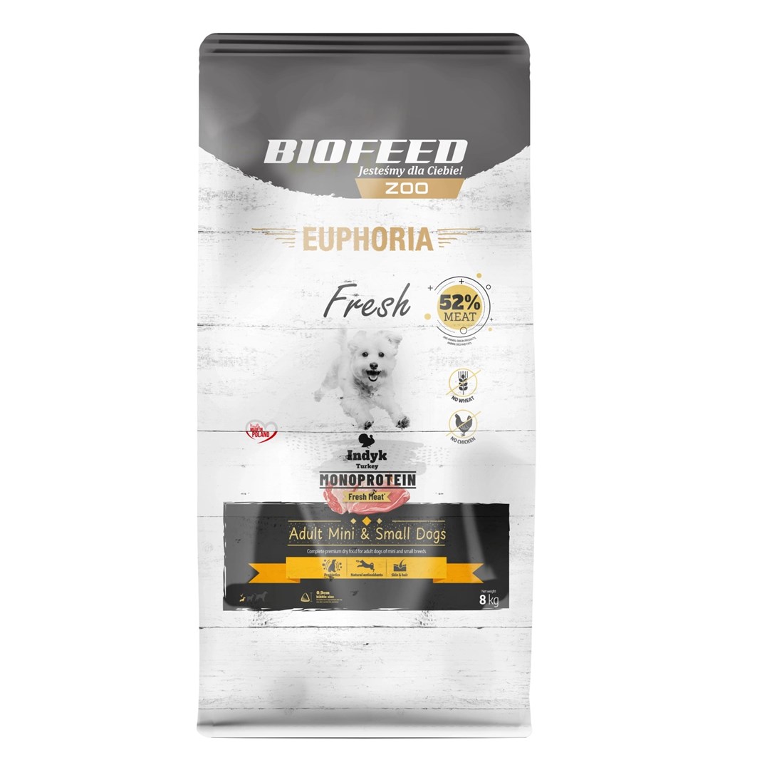BIOFEED Euphoria Fresh Adult Mini & Small Monoprotein Turkey - dry dog food - 8kg BIOFEED Euphoria Fresh Adult Mini & Small Monoprotein Turkey - dry dog food - 8kg