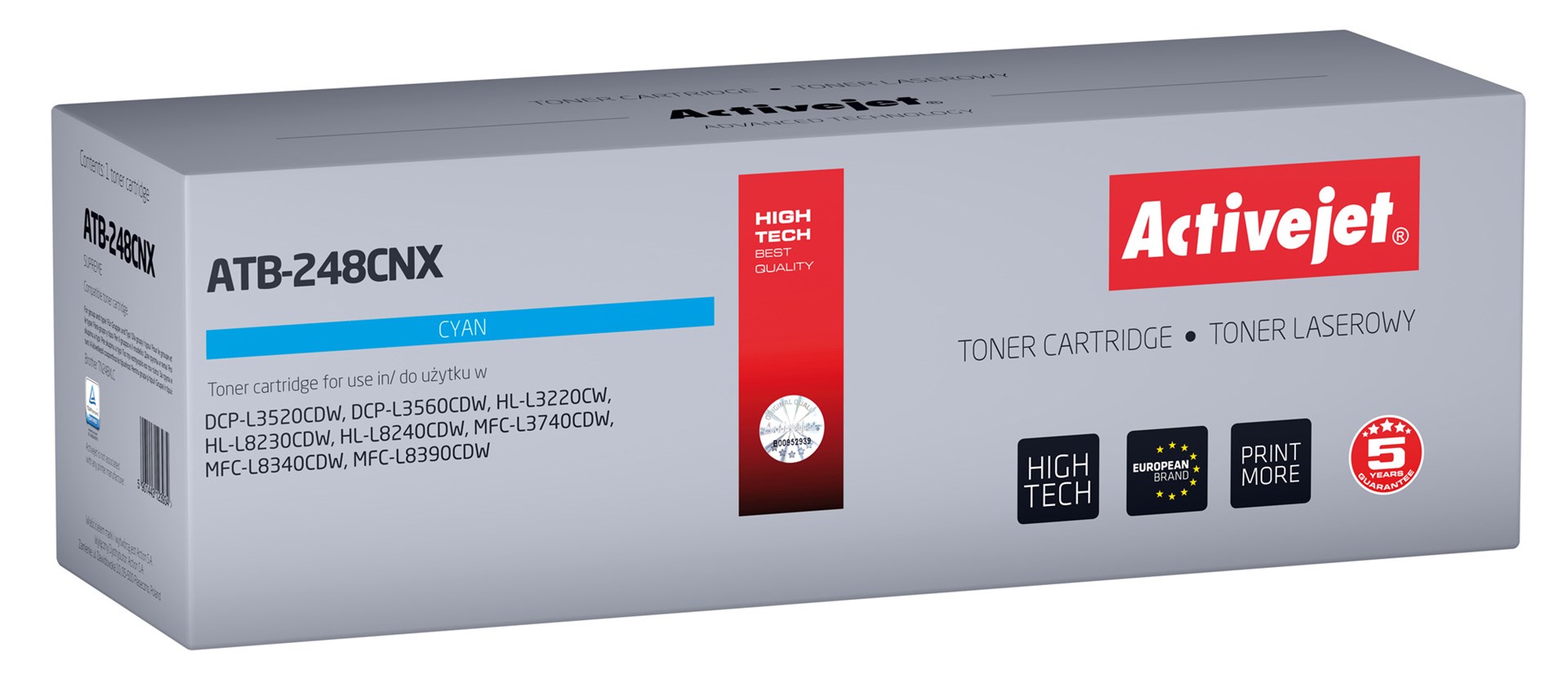 Activejet ATB-248CNX Toner for Brother printers; Replacement Brother TN248XLC; Supreme; 2300 pages; blue) Activejet ATB-248CNX Toner for Brother printers; Replacement Brother TN248XLC; Supreme; 2300 pages; blue)