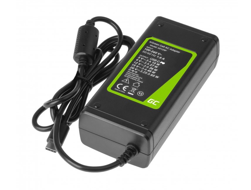 Green Cell AD134P USB-C charger AC adapter 65W for notebook tablet smartphone Green Cell AD134P USB-C charger AC adapter 65W for notebook tablet smartphone