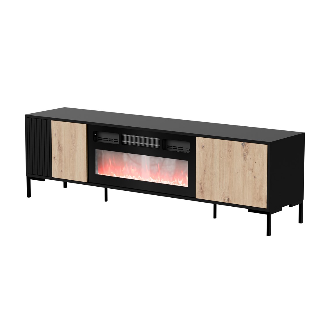 Cama RTV Cabinet MERCI 180 x 40 x 53.5 cm black/oak artisan + fireplace Cama RTV Cabinet MERCI 180 x 40 x 53.5 cm black/oak artisan + fireplace