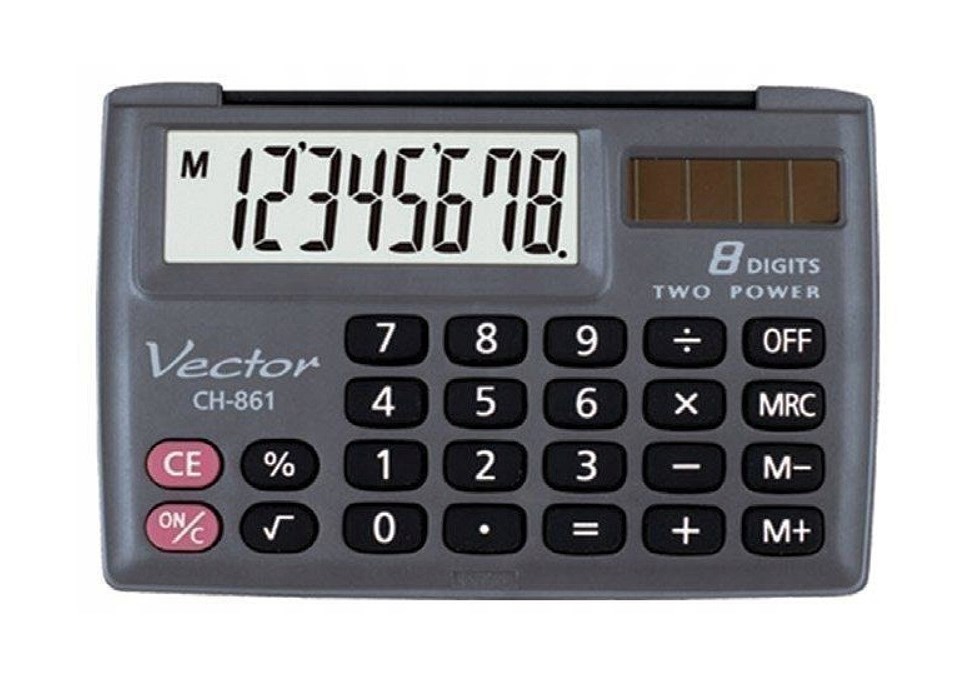 Vector KAV CH-861 pocket calculator, 8 digits, 87 x 58 mm, black Vector KAV CH-861 pocket calculator, 8 digits, 87 x 58 mm, black