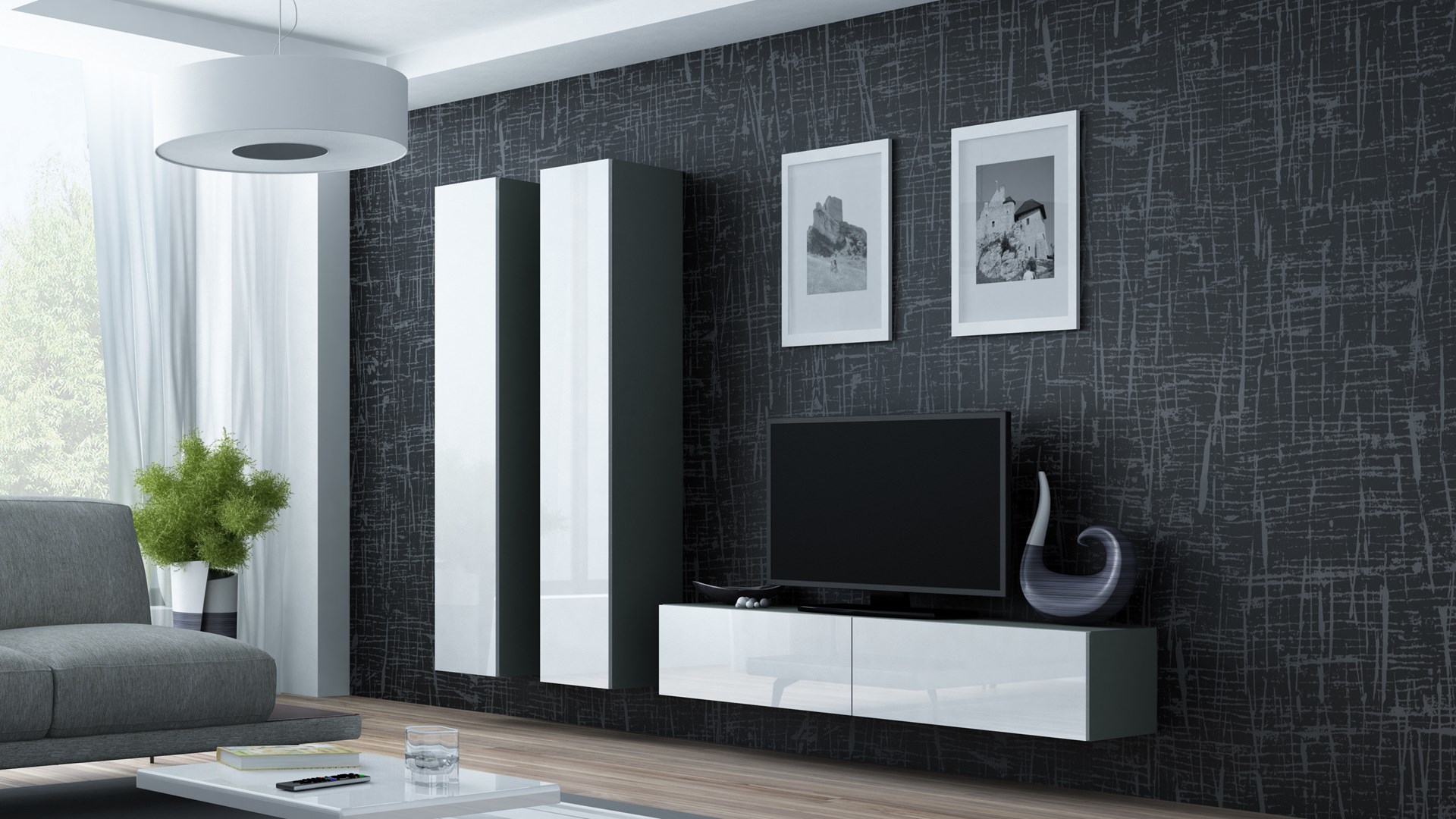 Cama Full cabinet VIGO '180' 180/40/30 grey/white gloss Cama Full cabinet VIGO '180' 180/40/30 grey/white gloss