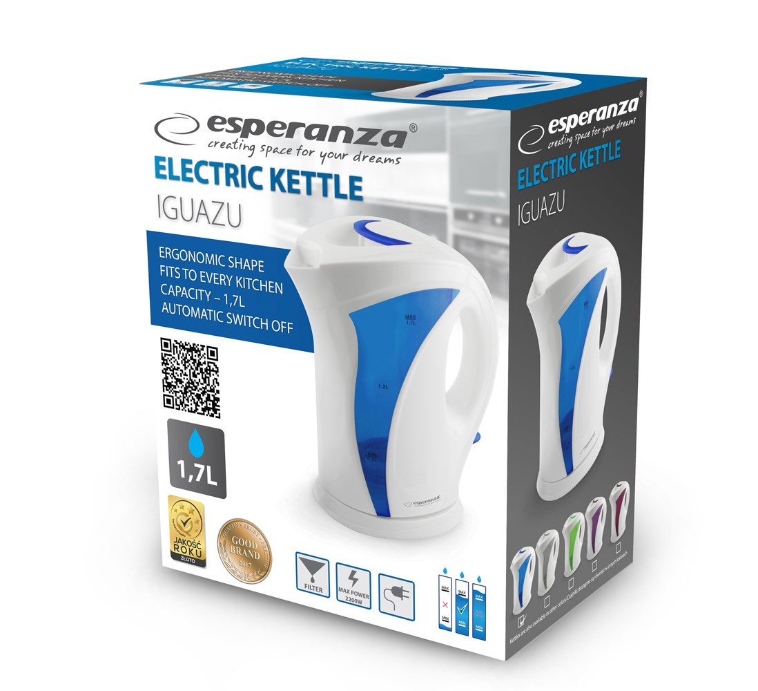 Esperanza EKK018B Electric kettle 1.7 L, White / Blue Esperanza EKK018B Electric kettle 1.7 L, White / Blue