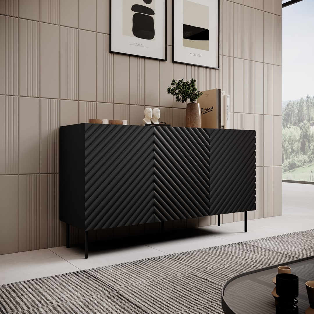 3D2SZ ONDA chest of drawers 150x45x85 black 3D2SZ ONDA chest of drawers 150x45x85 black