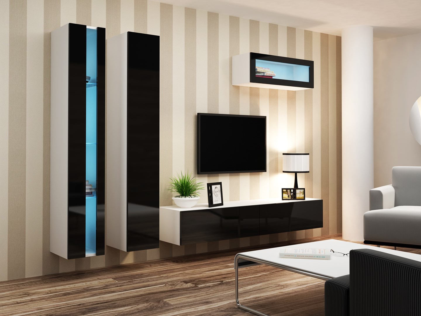 Cama Shelf unit VIGO NEW 180/40/30 white/black gloss Cama Shelf unit VIGO NEW 180/40/30 white/black gloss