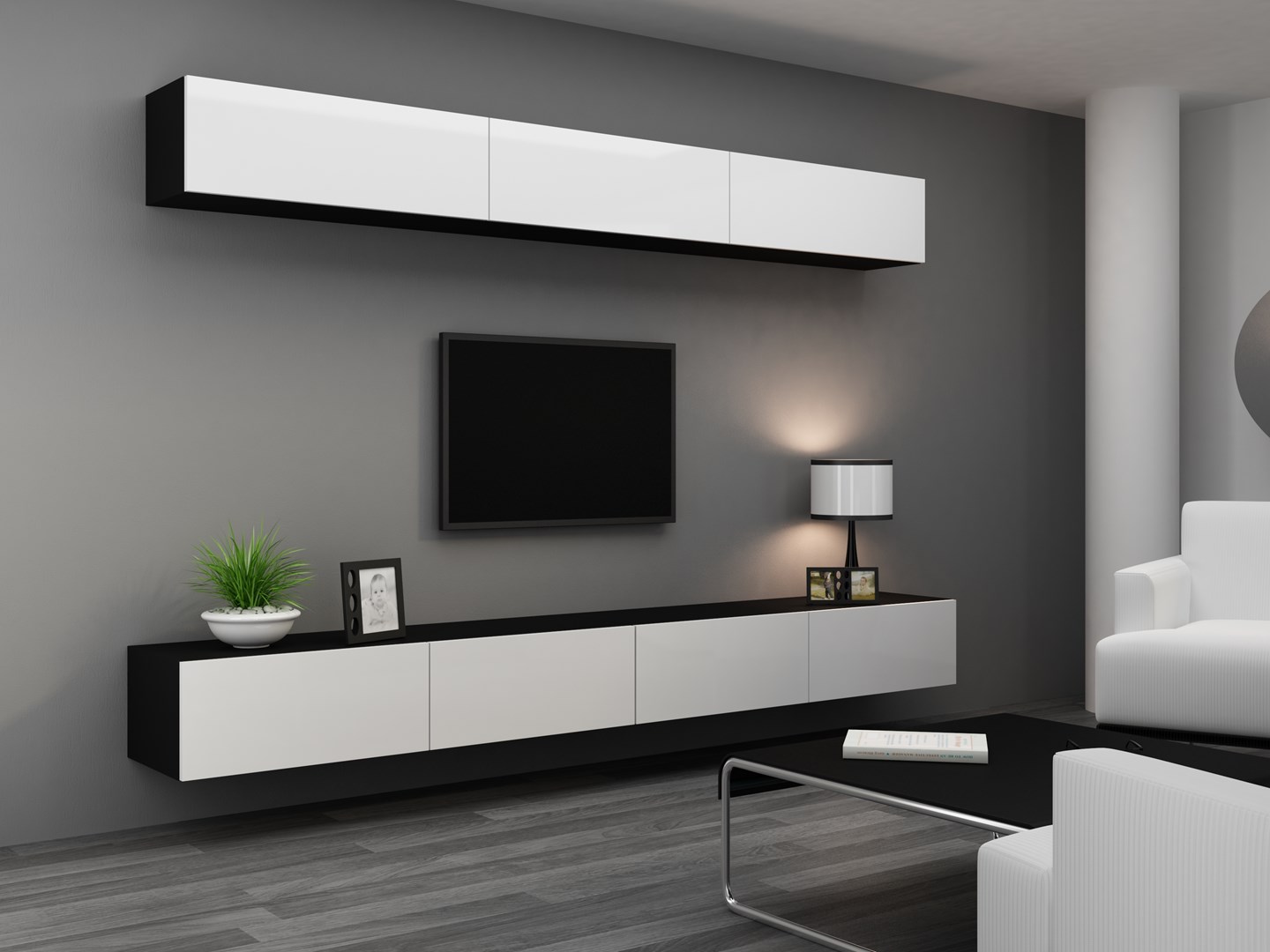 Cama Living room cabinet set VIGO 13 black/white gloss Cama Living room cabinet set VIGO 13 black/white gloss