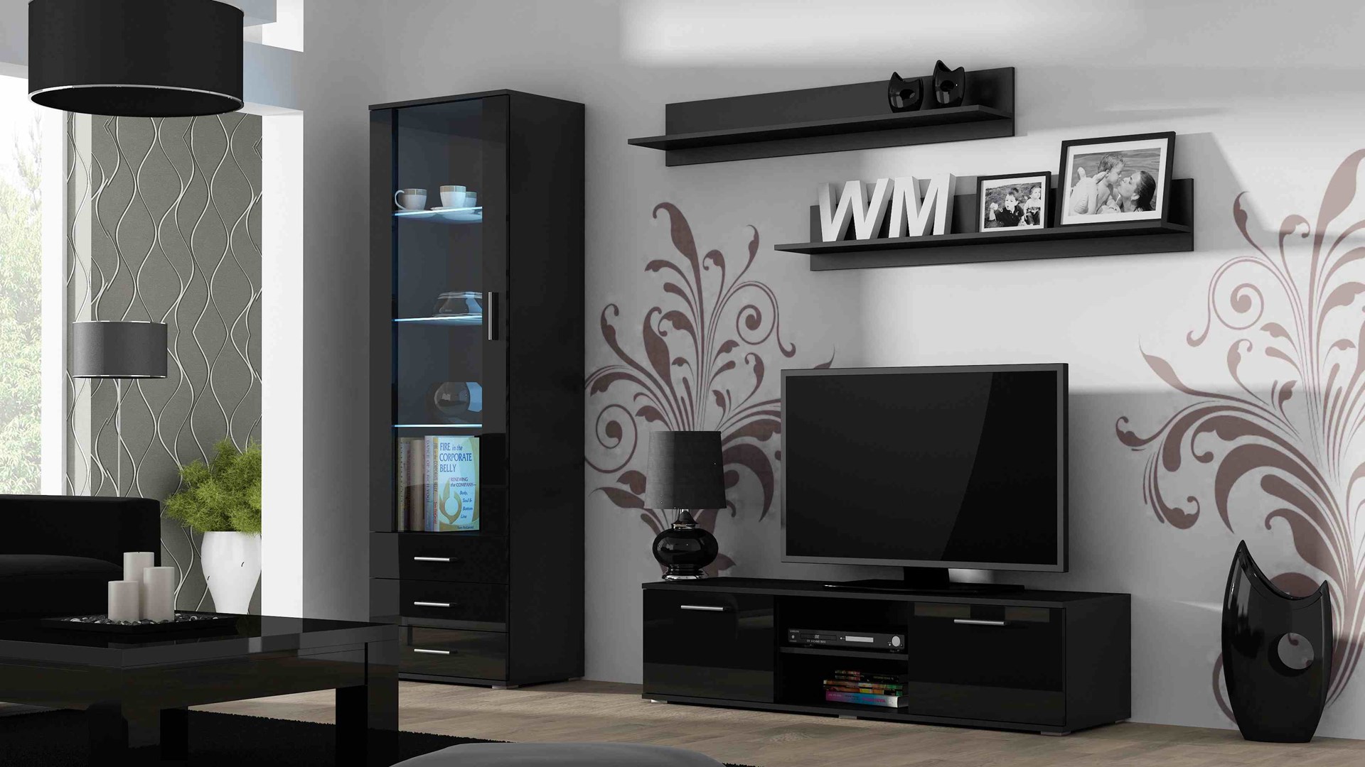 Cama set of two shelves 125cm SOHO black matte Cama set of two shelves 125cm SOHO black matte
