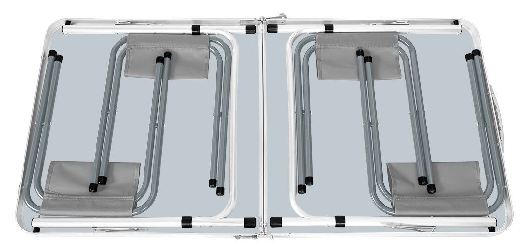 Camping set: table & 4 chairs, foldable in case Camping set: table & 4 chairs, foldable in case