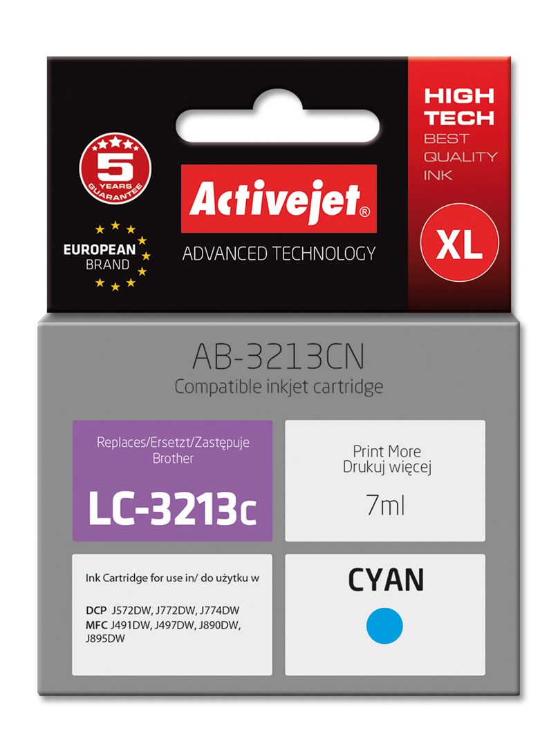 Activejet AB-3213CN Ink cartridge (replacement for Brother LC3213C; Supreme; 7 ml; cyan) Activejet AB-3213CN Ink cartridge (replacement for Brother LC3213C; Supreme; 7 ml; cyan)