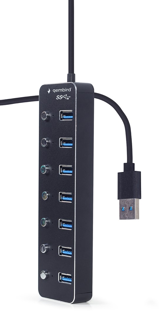 Gembird UHB-U3P7P-01 7-port USB 3.1 (Gen 1) hub with switches, black Gembird UHB-U3P7P-01 7-port USB 3.1 (Gen 1) hub with switches, black