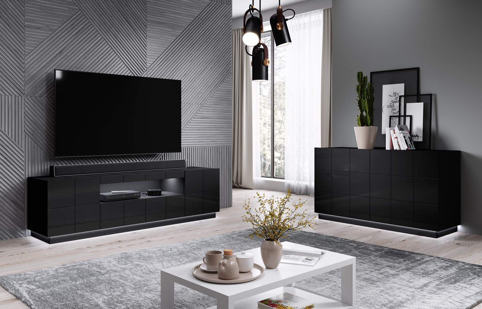Cama TV stand REJA black gloss/black gloss Cama TV stand REJA black gloss/black gloss