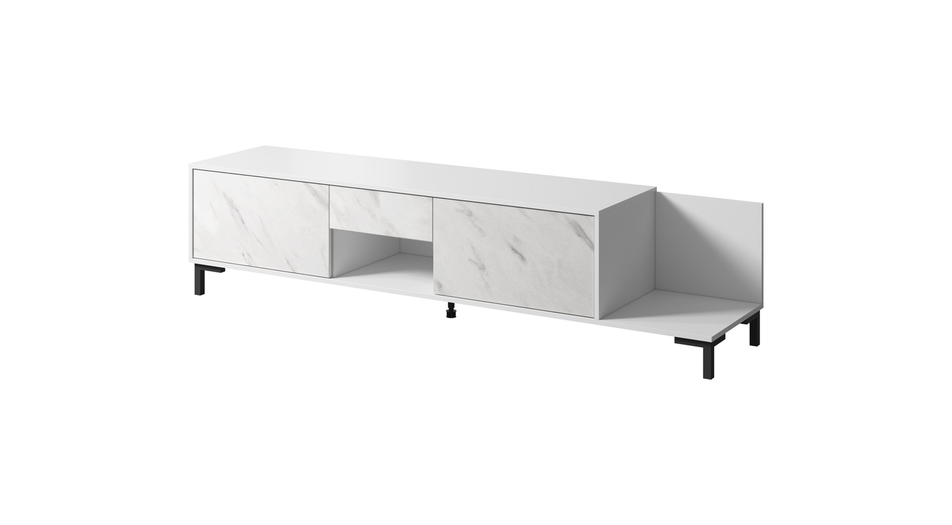 RTV Cabinet MARMO 2D1S1K 195x40x47.5 cm white matt/marble white RTV Cabinet MARMO 2D1S1K 195x40x47.5 cm white matt/marble white