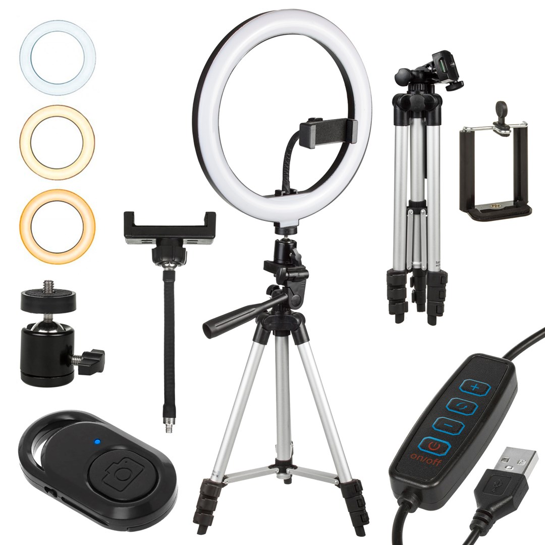 Maclean MCE610 10" 12W LED Ring Light with Tripod Stand and Bluetooth Shutter 3 Colours 10 brightness levels 10% -100% Adjustable brightness 160 LED Smartphone Holder lighting light Maclean MCE610 10" 12W LED Ring Light with Tripod Stand and Bluetooth Shutter 3 Colours 10 brightness levels 10% -100% Adjustable brightness 160 LED Smartphone Holder lighting light