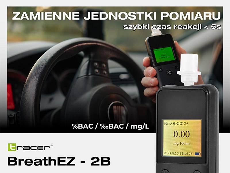 Tracer BreathEZ-2B Semiconductor Breathalyser, Black Tracer BreathEZ-2B Semiconductor Breathalyser, Black