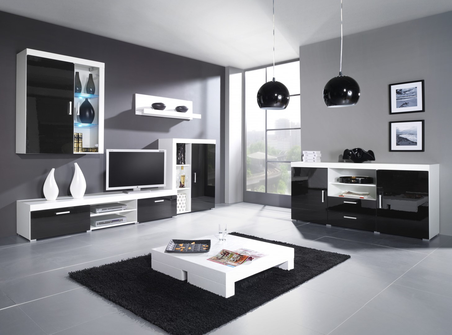 Cama hanging display cabinet SAMBA white/black gloss Cama hanging display cabinet SAMBA white/black gloss