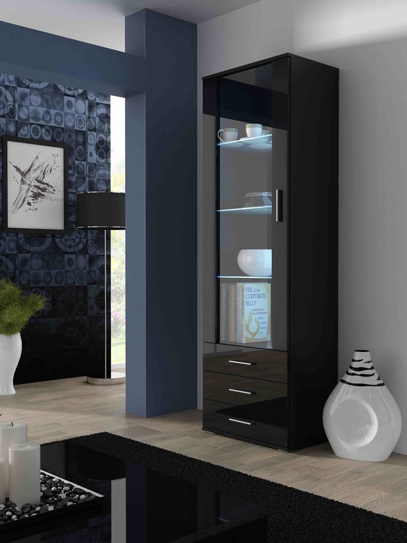 Cama display cabinet SOHO S1 black/black gloss Cama display cabinet SOHO S1 black/black gloss