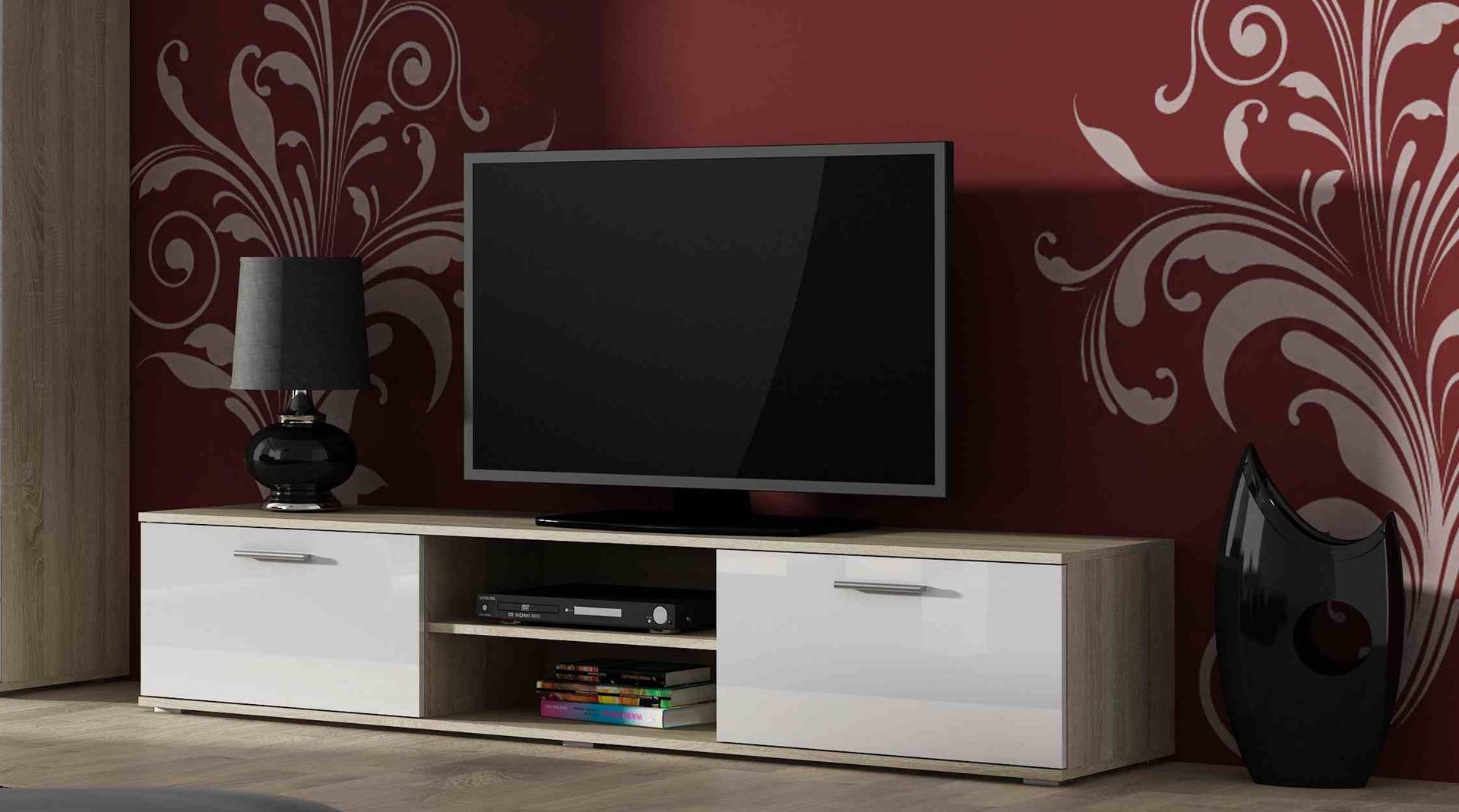 SOHO 8 set (RTV180 cabinet + S6 + shelves) Sonoma oak / White gloss SOHO 8 set (RTV180 cabinet + S6 + shelves) Sonoma oak / White gloss