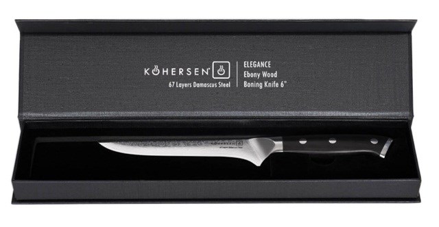 Kohersen Elegance Ebony Wood Boning knife Damascus steel 15.2 cm Kohersen Elegance Ebony Wood Boning knife Damascus steel 15.2 cm