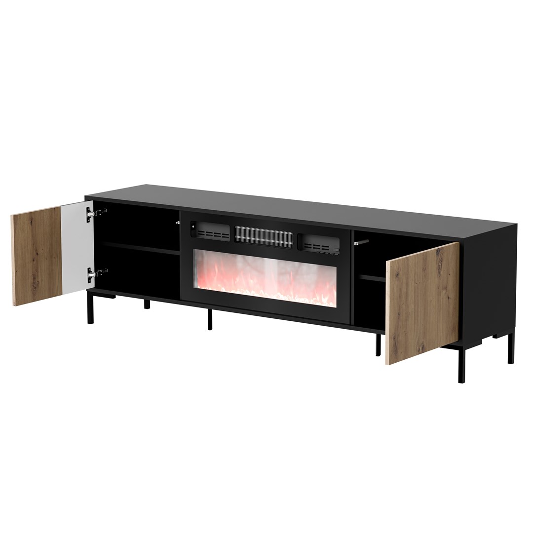 Cama RTV Cabinet MERCI 180 x 40 x 53.5 cm black/oak artisan + fireplace Cama RTV Cabinet MERCI 180 x 40 x 53.5 cm black/oak artisan + fireplace
