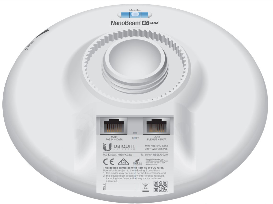 Ubiquiti NanoBeam 5AC Gen 2 Network bridge 450 Mbit/s White Ubiquiti NanoBeam 5AC Gen 2 Network bridge 450 Mbit/s White