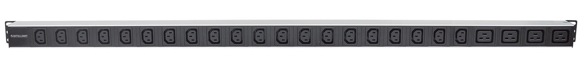 Intellinet Vertical Rackmount 24-Output Power Distribution Unit (PDU), 20 x C13 & 4 x Output C19, Removable Power Cable, Rear C20 Input Intellinet Vertical Rackmount 24-Output Power Distribution Unit (PDU), 20 x C13 & 4 x Output C19, Removable Power Cable, Rear C20 Input