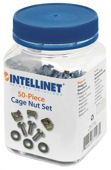Intellinet Cage Nut Set (50 Pack), M6 Nuts, Bolts and Washers, Suitable for Network Cabinets/Server Racks, Plastic Storage Jar, Lifetime Warranty Intellinet Cage Nut Set (50 Pack), M6 Nuts, Bolts and Washers, Suitable for Network Cabinets/Server Racks, Plastic Storage Jar, Lifetime Warranty