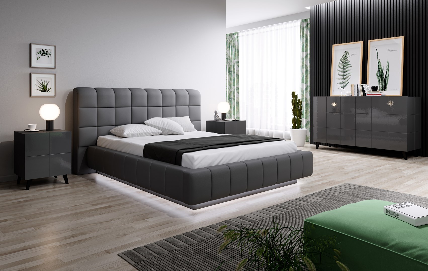 Cama bedside table REJA graphite grey gloss/graphite grey gloss Cama bedside table REJA graphite grey gloss/graphite grey gloss