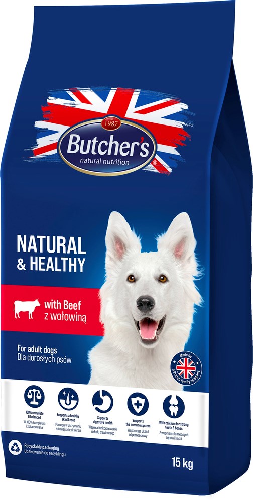 BUTCHER'S Natural&Healthy with beef - dry dog food - 15 kg BUTCHER'S Natural&Healthy with beef - dry dog food - 15 kg