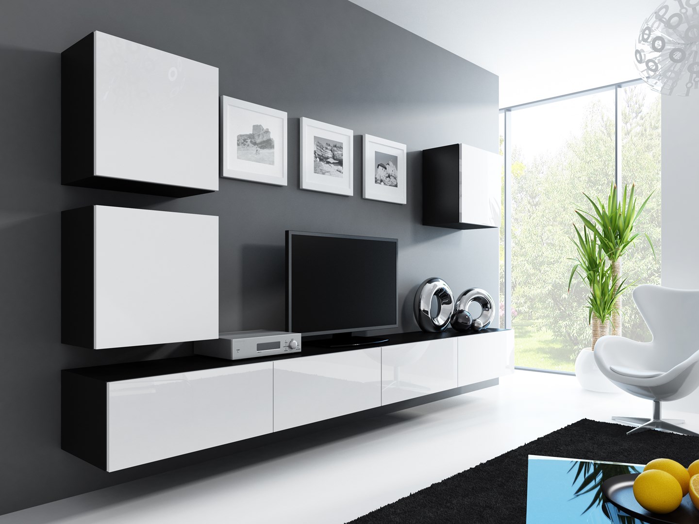 Cama Living room cabinet set VIGO 22 black/white gloss Cama Living room cabinet set VIGO 22 black/white gloss