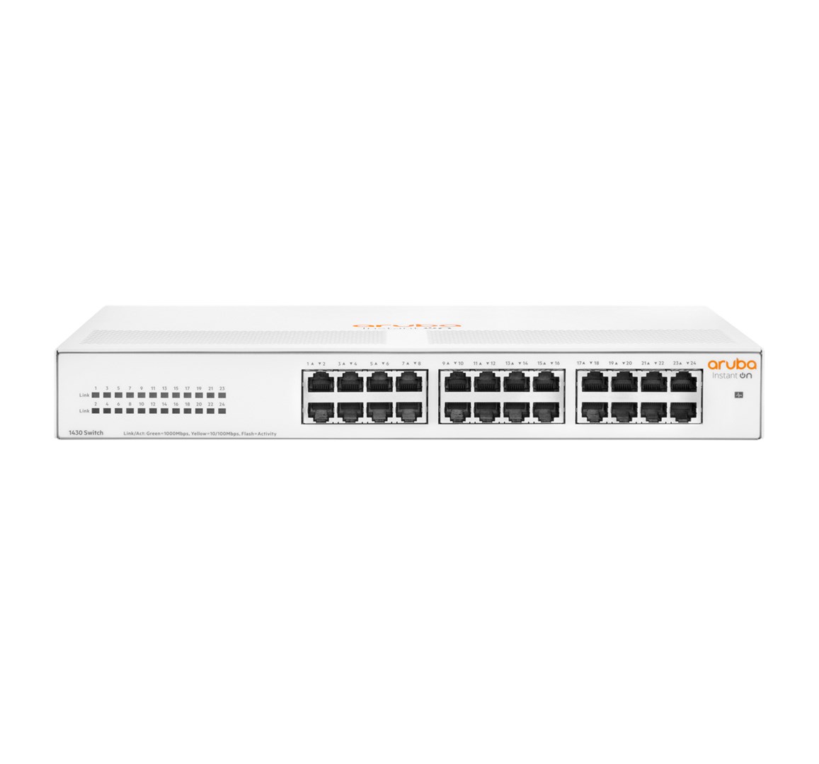 HPE Aruba Networking Aruba Instant On 1430 24G Unmanaged L2 Gigabit Ethernet (10/100/1000) 1U White HPE Aruba Networking Aruba Instant On 1430 24G Unmanaged L2 Gigabit Ethernet (10/100/1000) 1U White