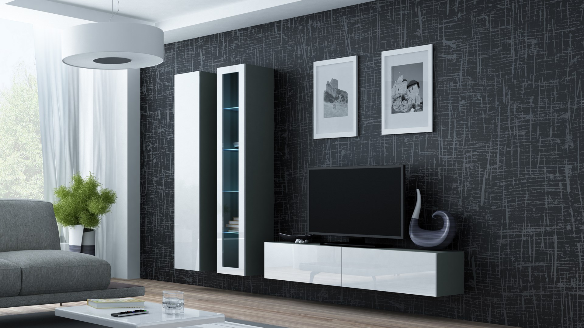 Cama Glass-case VIGO '180' 180/40/30 grey/white gloss Cama Glass-case VIGO '180' 180/40/30 grey/white gloss