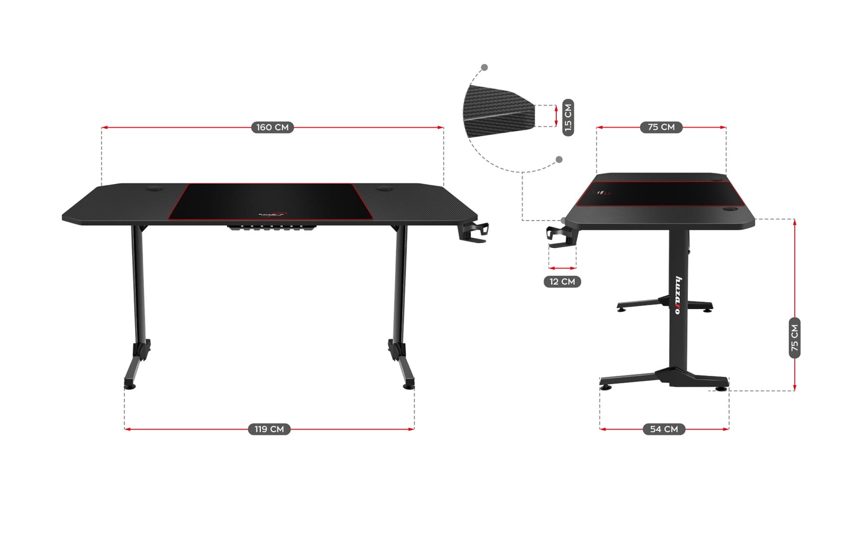 Gaming desk Huzaro Hero 4.7 Black Gaming desk Huzaro Hero 4.7 Black