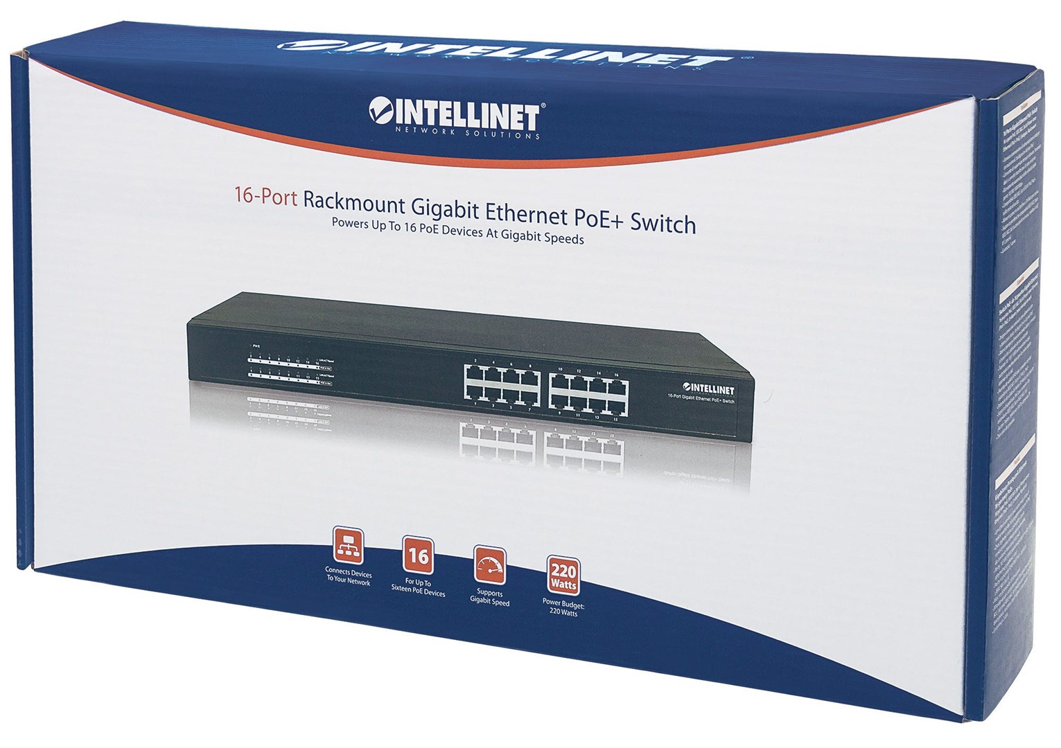 Intellinet 16-Port Gigabit Ethernet PoE+ Switch, 16 x PoE ports, IEEE 802.3at/af Power-over-Ethernet (PoE+/PoE), Endspan, Rackmount Intellinet 16-Port Gigabit Ethernet PoE+ Switch, 16 x PoE ports, IEEE 802.3at/af Power-over-Ethernet (PoE+/PoE), Endspan, Rackmount