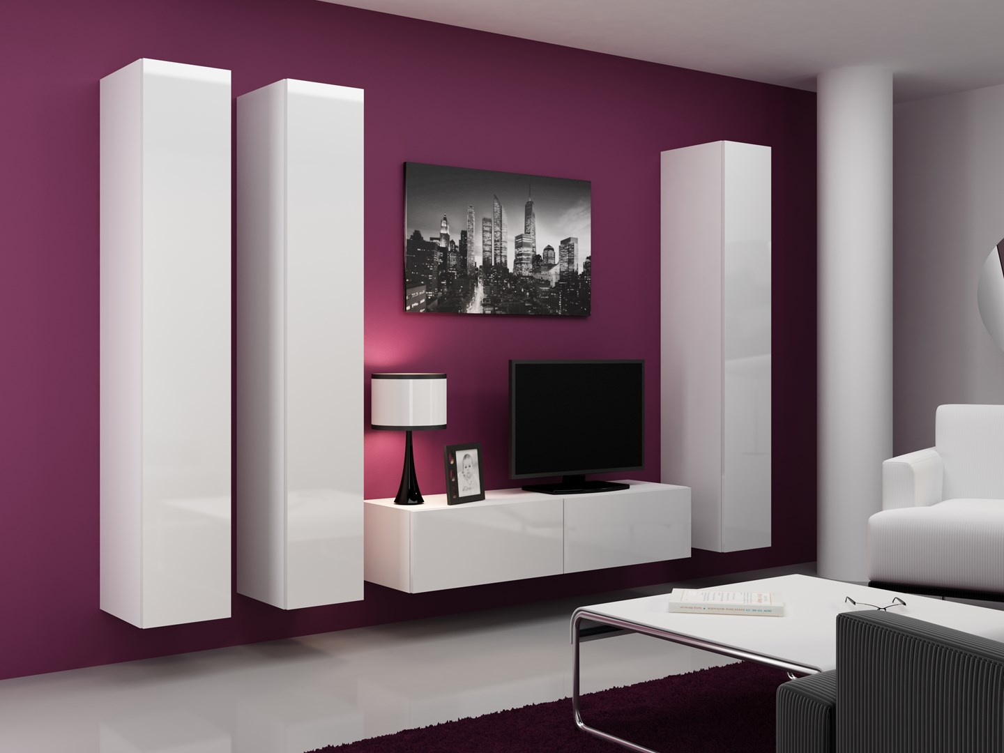 Cama Living room cabinet set VIGO 14 white/white gloss Cama Living room cabinet set VIGO 14 white/white gloss