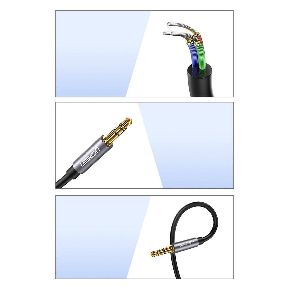 Ugreen extension cable adapter AUX mini jack 3.5 mm 2 m (blue) Ugreen extension cable adapter AUX mini jack 3.5 mm 2 m (blue)