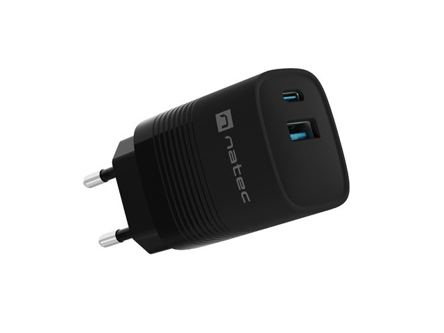 NATEC RIBERA GAN CHARGER 1X USB-A + 1X USB-C 30W BLACK NATEC RIBERA GAN CHARGER 1X USB-A + 1X USB-C 30W BLACK
