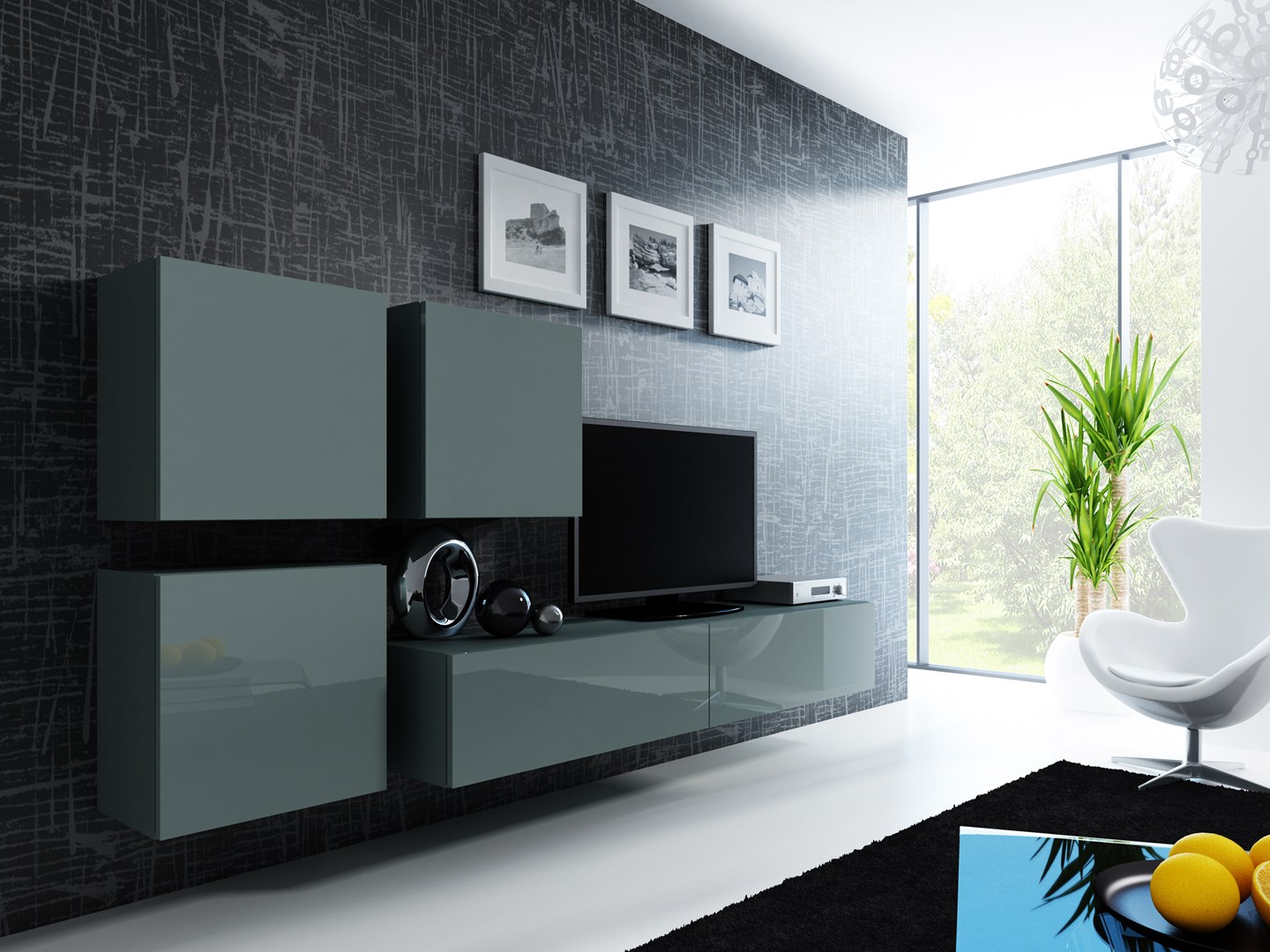 Cama TV Stand VIGO '180' 30/180/40 grey/grey gloss Cama TV Stand VIGO '180' 30/180/40 grey/grey gloss