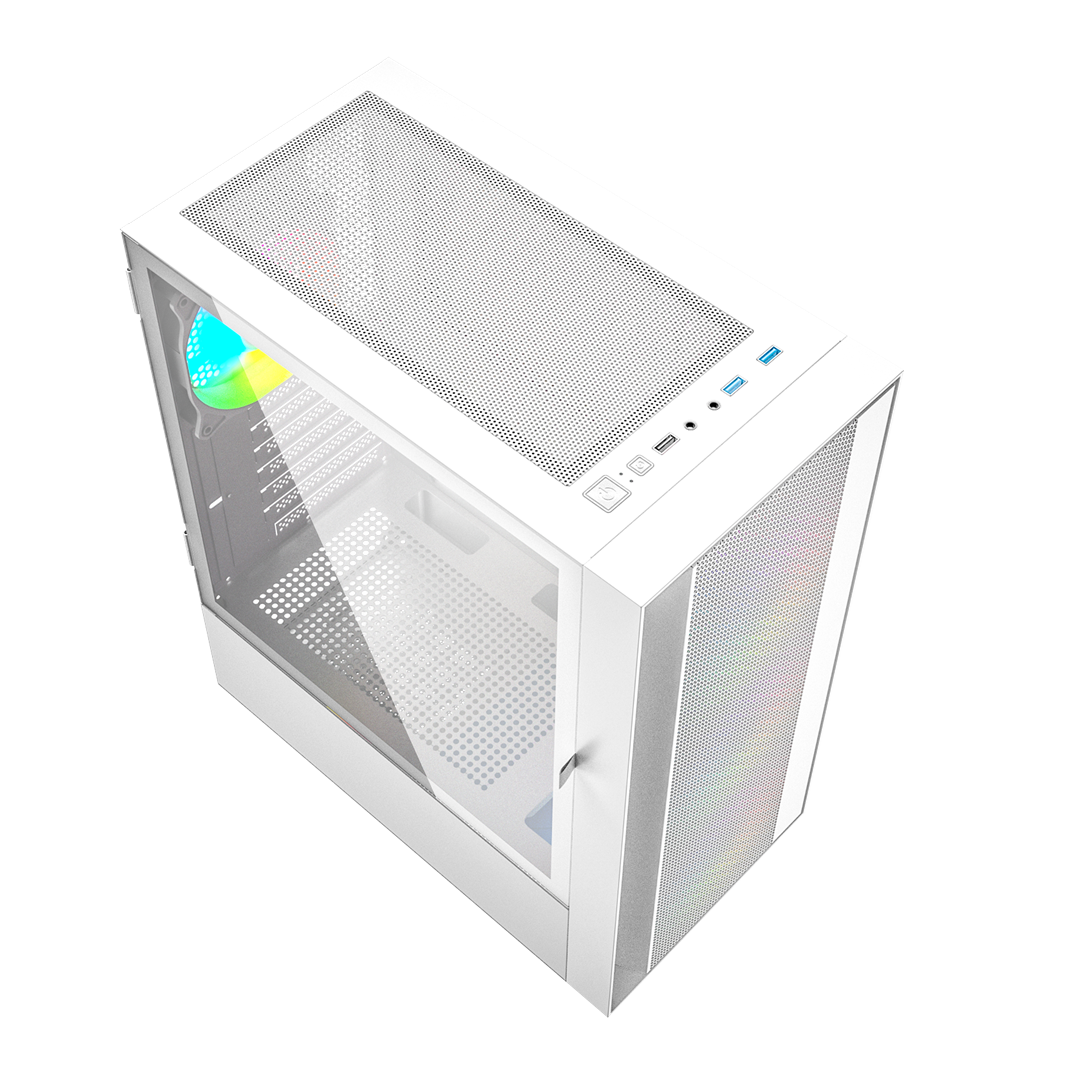Gembird Fornax 4000W ARGB gaming ATX computer case, Midi Tower, backlight, White Gembird Fornax 4000W ARGB gaming ATX computer case, Midi Tower, backlight, White