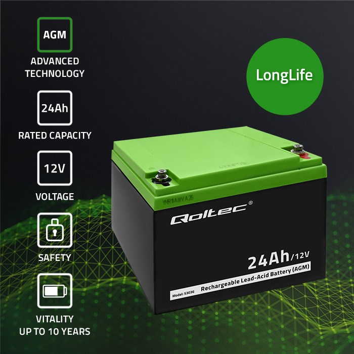 Qoltec AGM battery - UPS-batteri - Bly Qoltec AGM battery - UPS-batteri - Bly